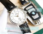 AAA Class Copy Omega De Ville White Dial Black Leather Strap Men's Watch